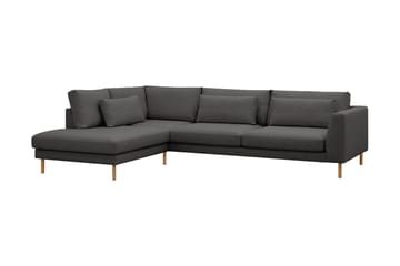 Florenz 4-seters Venstrevendt L-formet Sjeselongsofa i Stoff - Mørk grå - Møbler - Sofaer - Sofaer med sjeselong - 4 seters sofa med divan