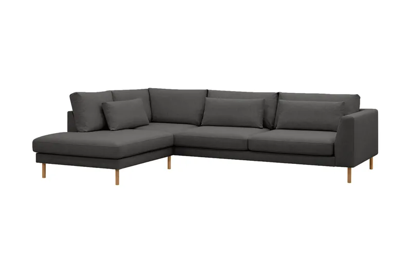 Florenz 4-seters Venstrevendt L-formet Sjeselongsofa i Stoff - Mørk grå - Møbler - Sofaer - Sofaer med sjeselong - 4 seters sofa med divan