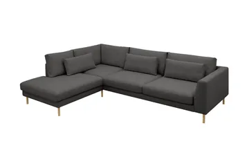 Florenz 4-seters Venstrevendt L-formet Sjeselongsofa i Stoff - Mørk grå - Møbler - Sofaer - Sofaer med sjeselong - 4 seters sofa med divan