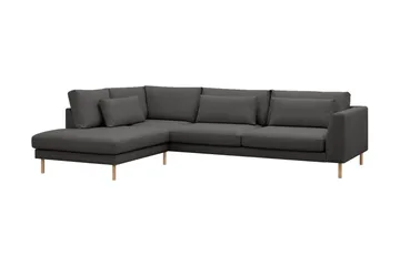 Florenz 4-seters Venstrevendt L-formet Sjeselongsofa i Stoff - Mørk grå - Møbler - Sofaer - Sofaer med sjeselong - 4 seters sofa med divan