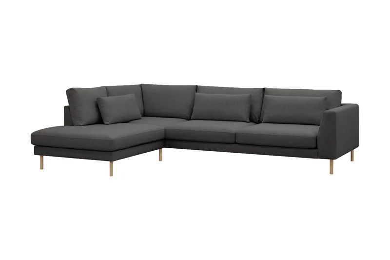 Florenz 4-seters Venstrevendt L-formet Sjeselongsofa i Stoff - Mørk grå - Møbler - Sofaer - Sofaer med sjeselong - 4 seters sofa med divan