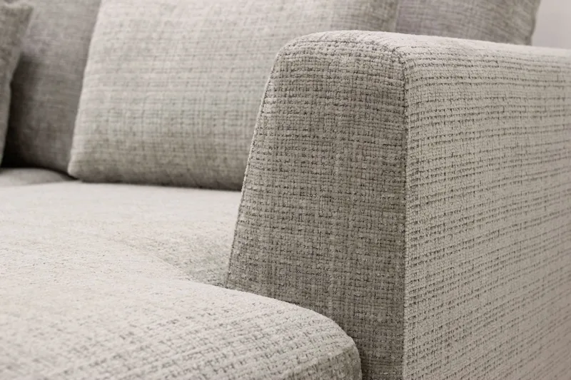 Florenz 4-seters Venstrevendt U-formet Sofa med Divan og Sjeselong i Chenille - Grå / Beige - Møbler - Sofaer - Sofaer med sjeselong - 4 seters sofa med divan
