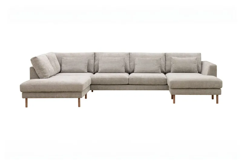 Florenz 4-seters Venstrevendt U-formet Sofa med Divan og Sjeselong i Chenille - Grå / Beige - Møbler - Sofaer - Sofaer med sjeselong - 4 seters sofa med divan