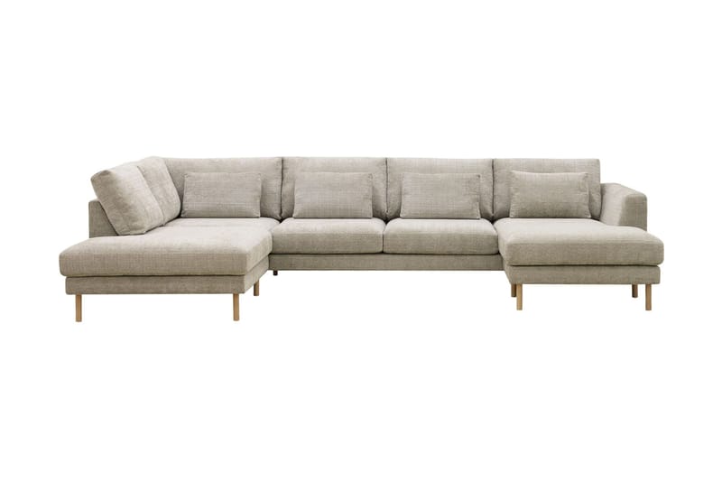 Florenz 4-seters Venstrevendt U-formet Sofa med Divan og Sjeselong i Chenille - Grå / Beige - Møbler - Sofaer - Sofaer med sjeselong - 4 seters sofa med divan
