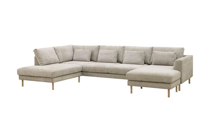 Florenz 4-seters Venstrevendt U-formet Sofa med Divan og Sjeselong i Chenille - Grå / Beige - Møbler - Sofaer - Sofaer med sjeselong - 4 seters sofa med divan