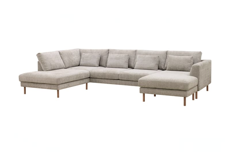 Florenz 4-seters Venstrevendt U-formet Sofa med Divan og Sjeselong i Chenille - Grå / Beige - Møbler - Sofaer - Sofaer med sjeselong - 4 seters sofa med divan
