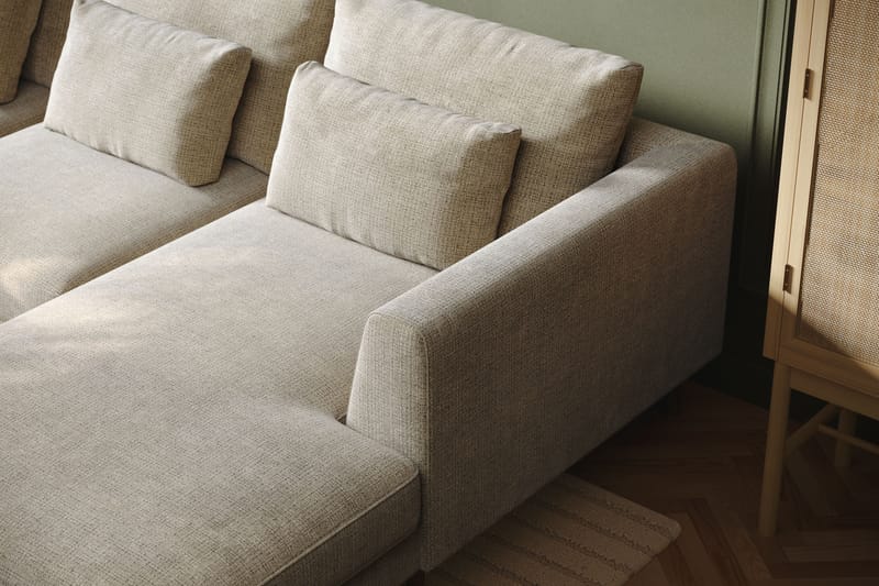 Florenz 4-seters Venstrevendt U-formet Sofa med Divan og Sjeselong i Chenille - Grå / Beige - Møbler - Sofaer - Sofaer med sjeselong - 4 seters sofa med divan