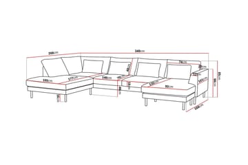 Florenz 4-seters Venstrevendt U-formet Sofa med Divan og Sjeselong i Chenille - Grå / Beige - Møbler - Sofaer - Sofaer med sjeselong - 4 seters sofa med divan