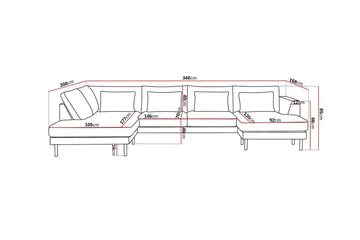 Florenz 4-seters Venstrevendt U-formet Sofa med Divan og Sjeselong i Chenille - Lys grå - Møbler - Sofaer - Sofaer med sjeselong - 4 seters sofa med divan
