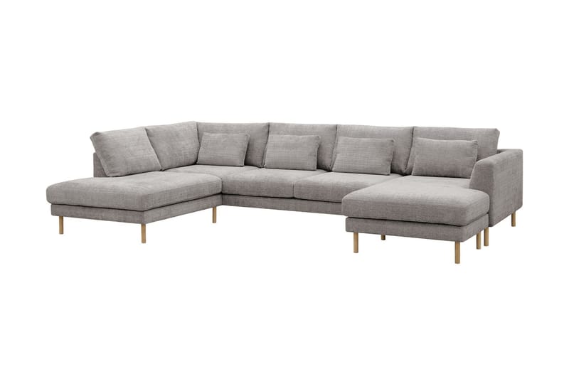Florenz 4-seters Venstrevendt U-formet Sofa med Divan og Sjeselong i Chenille - Lys grå - Møbler - Sofaer - Sofaer med sjeselong - 4 seters sofa med divan