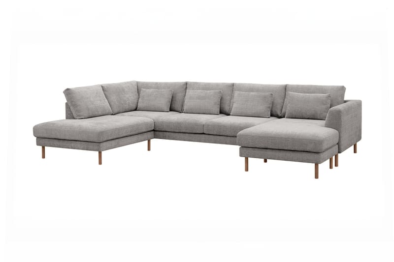 Florenz 4-seters Venstrevendt U-formet Sofa med Divan og Sjeselong i Chenille - Lys grå - Møbler - Sofaer - Sofaer med sjeselong - 4 seters sofa med divan