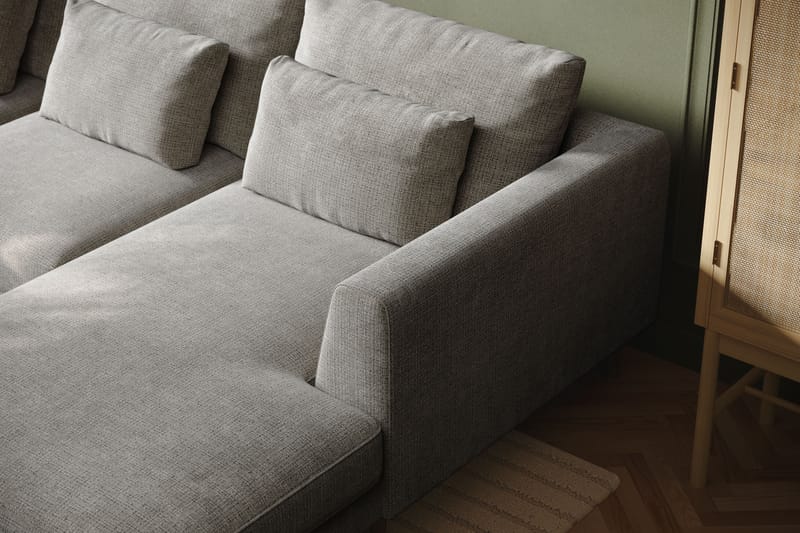 Florenz 4-seters Venstrevendt U-formet Sofa med Divan og Sjeselong i Chenille - Lys grå - Møbler - Sofaer - Sofaer med sjeselong - 4 seters sofa med divan