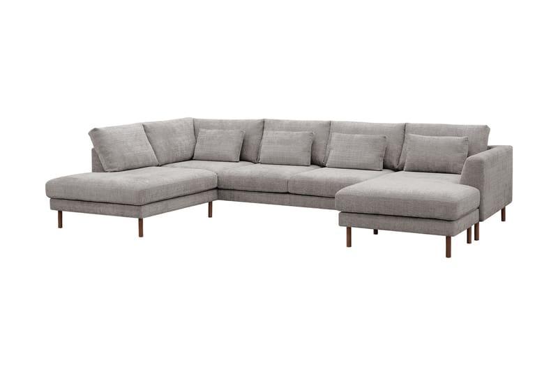 Florenz 4-seters Venstrevendt U-formet Sofa med Divan og Sjeselong i Chenille - Lys grå - Møbler - Sofaer - Sofaer med sjeselong - 4 seters sofa med divan