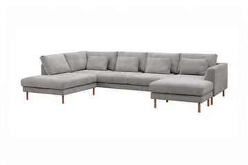 Florenz 4-seters Venstrevendt U-formet Sofa med Divan og Sjeselong i Chenille - Lys grå - Møbler - Sofaer - Sofaer med sjeselong - 4 seters sofa med divan