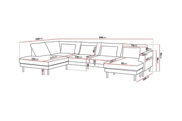 Florenz 4-seters Venstrevendt U-formet Sofa med Divan og Sjeselong i Chenille - Lys grå - Møbler - Sofaer - Sofaer med sjeselong - 4 seters sofa med divan