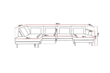 Florenz 4-seters Venstrevendt U-formet Sofa med Divan og Sjeselong i Stoff - Beige - Møbler - Sofaer - Sofaer med sjeselong - 4 seters sofa med divan