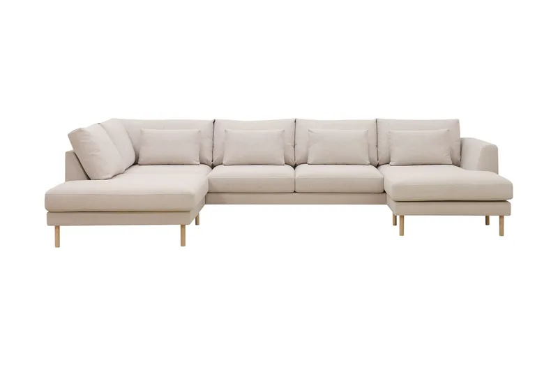 Florenz 4-seters Venstrevendt U-formet Sofa med Divan og Sjeselong i Stoff, Beige