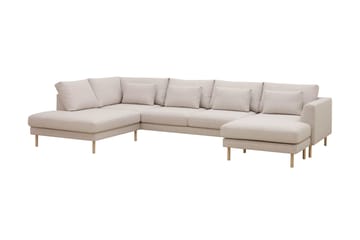 Florenz 4-seters Venstrevendt U-formet Sofa med Divan og Sjeselong i Stoff - Beige - Møbler - Sofaer - Sofaer med sjeselong - 4 seters sofa med divan