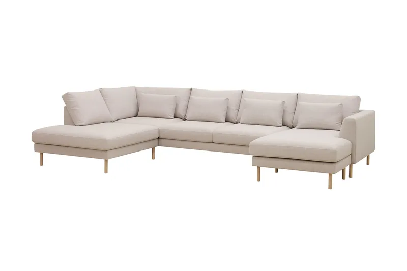Florenz 4-seters Venstrevendt U-formet Sofa med Divan og Sjeselong i Stoff - Beige - Møbler - Sofaer - Sofaer med sjeselong - 4 seters sofa med divan
