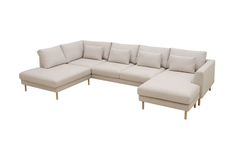 Florenz 4-seters Venstrevendt U-formet Sofa med Divan og Sjeselong i Stoff - Beige - Møbler - Sofaer - Sofaer med sjeselong - 4 seters sofa med divan