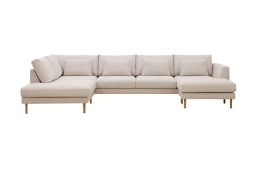 Florenz 4-seters Venstrevendt U-formet Sofa med Divan og Sjeselong i Stoff - Beige - Møbler - Sofaer - Sofaer med sjeselong - 4 seters sofa med divan