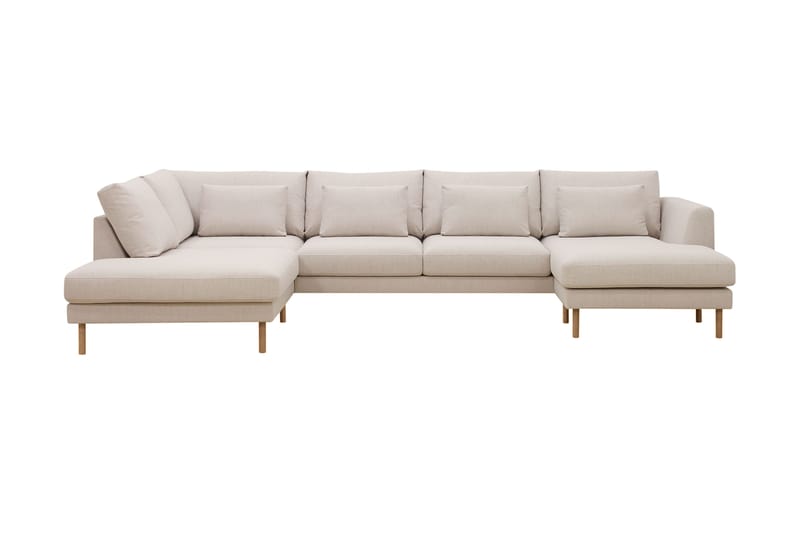Florenz 4-seters Venstrevendt U-formet Sofa med Divan og Sjeselong i Stoff - Beige - Møbler - Sofaer - Sofaer med sjeselong - 4 seters sofa med divan