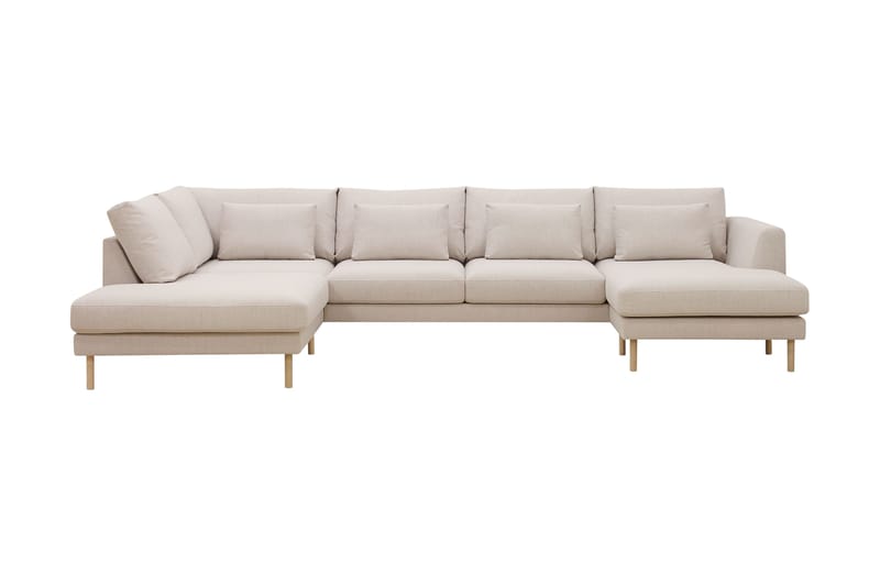 Florenz 4-seters Venstrevendt U-formet Sofa med Divan og Sjeselong i Stoff - Beige - Møbler - Sofaer - Sofaer med sjeselong - 4 seters sofa med divan