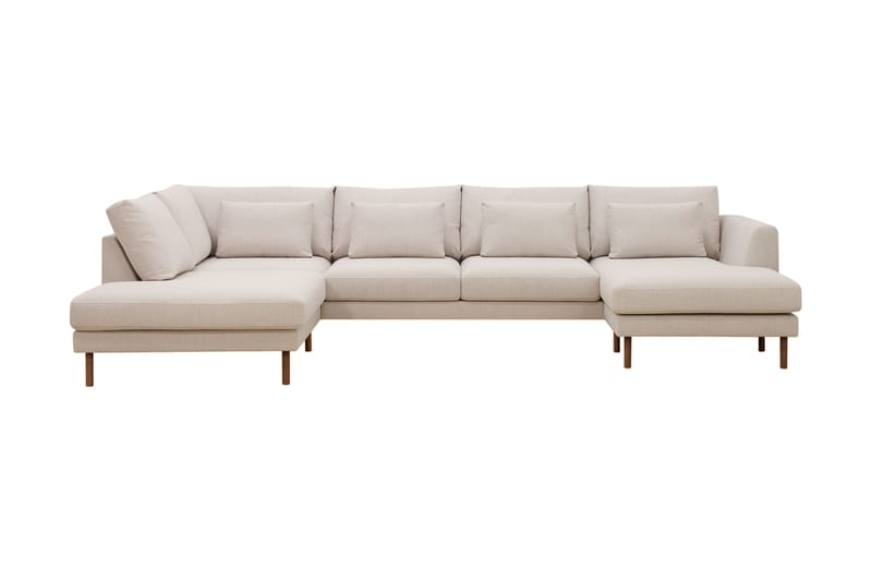 Florenz 4-seters Venstrevendt U-formet Sofa med Divan og Sjeselong i Stoff - Beige - Møbler - Sofaer - Sofaer med sjeselong - 4 seters sofa med divan