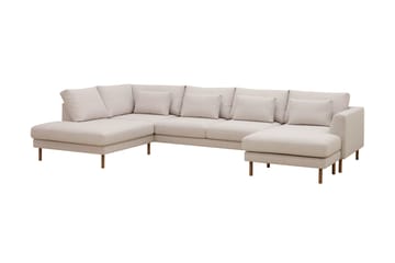 Florenz 4-seters Venstrevendt U-formet Sofa med Divan og Sjeselong i Stoff - Beige - Møbler - Sofaer - Sofaer med sjeselong - 4 seters sofa med divan