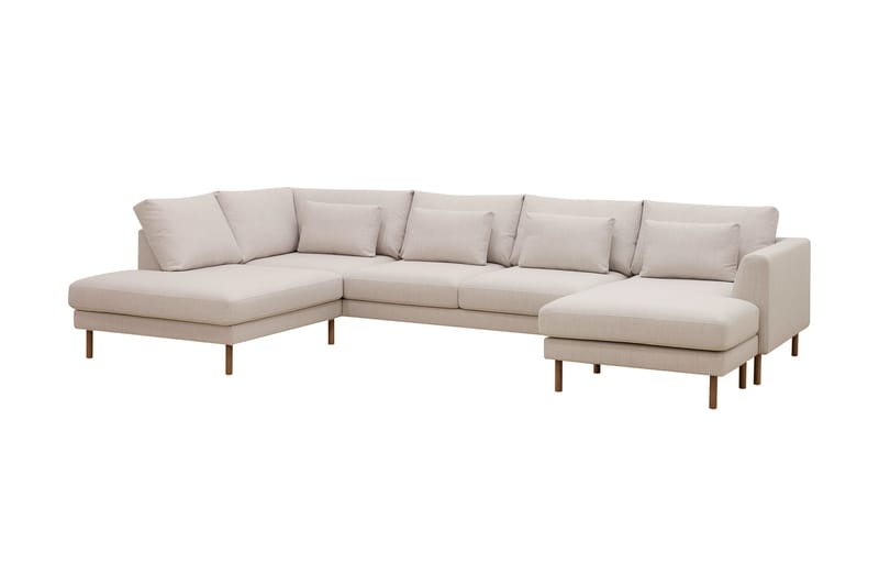 Florenz 4-seters Venstrevendt U-formet Sofa med Divan og Sjeselong i Stoff - Beige - Møbler - Sofaer - Sofaer med sjeselong - 4 seters sofa med divan