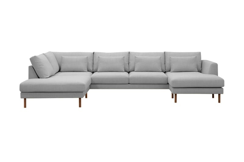 Florenz 4-seters Venstrevendt U-formet Sofa med Divan og Sjeselong i Stoff - Lys grå - Møbler - Sofaer - Sofaer med sjeselong - 4 seters sofa med divan