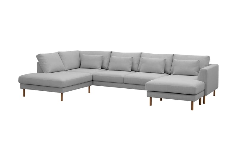 Florenz 4-seters Venstrevendt U-formet Sofa med Divan og Sjeselong i Stoff - Lys grå - Møbler - Sofaer - Sofaer med sjeselong - 4 seters sofa med divan