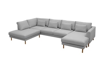 Florenz 4-seters Venstrevendt U-formet Sofa med Divan og Sjeselong i Stoff - Lys grå - Møbler - Sofaer - Sofaer med sjeselong - 4 seters sofa med divan