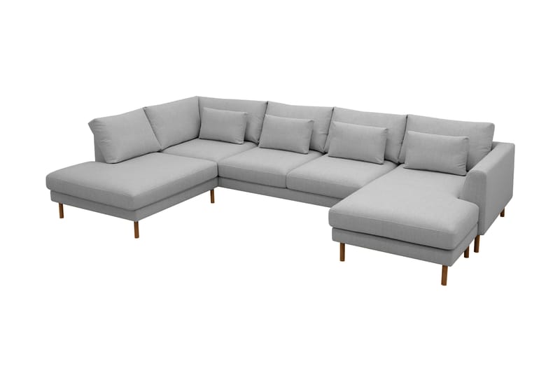 Florenz 4-seters Venstrevendt U-formet Sofa med Divan og Sjeselong i Stoff - Lys grå - Møbler - Sofaer - Sofaer med sjeselong - 4 seters sofa med divan