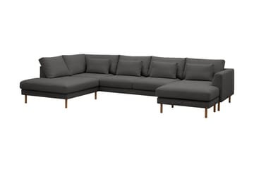 Florenz 4-seters Venstrevendt U-formet Sofa med Divan og Sjeselong i Stoff - Mørk grå - Møbler - Sofaer - Sofaer med sjeselong - 4 seters sofa med divan