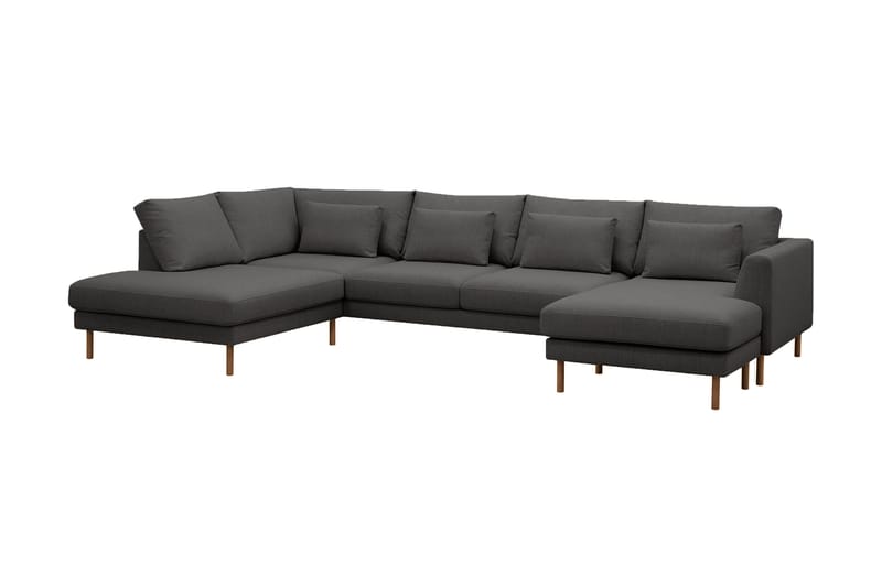 Florenz 4-seters Venstrevendt U-formet Sofa med Divan og Sjeselong i Stoff - Mørk grå - Møbler - Sofaer - Sofaer med sjeselong - 4 seters sofa med divan