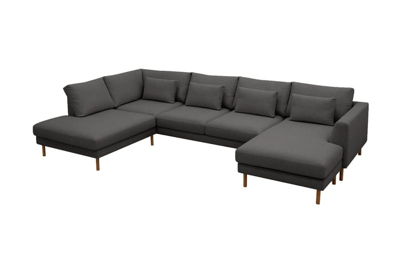 Florenz 4-seters Venstrevendt U-formet Sofa med Divan og Sjeselong i Stoff - Mørk grå - Møbler - Sofaer - Sofaer med sjeselong - 4 seters sofa med divan