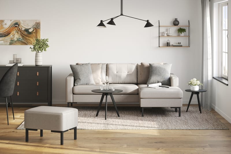 Frillestad 3-seters Høyrevendt L-formet Divansofa i Stoff - Beige - Møbler - Sofaer - Sofaer med sjeselong - 3 seters sofa med divan