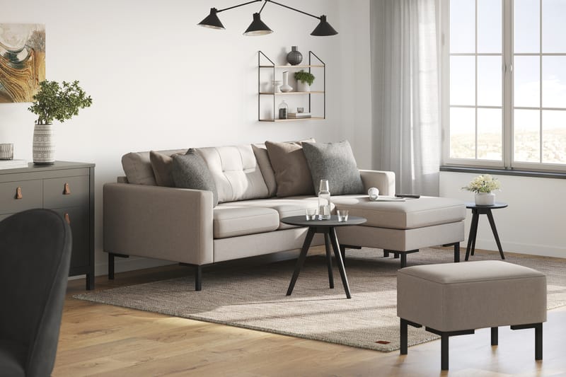 Frillestad 3-seters Høyrevendt L-formet Divansofa i Stoff - Beige - Møbler - Sofaer - Sofaer med sjeselong - 3 seters sofa med divan