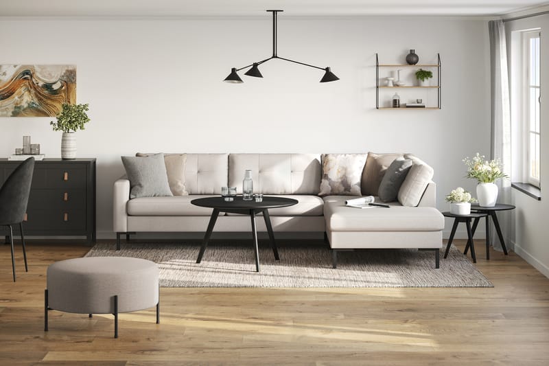 Frillestad 4-seters Høyrevendt L-formet Sjeselongsofa i Stoff - Beige - Møbler - Sofaer - Sofaer med sjeselong - 4 seters sofa med divan