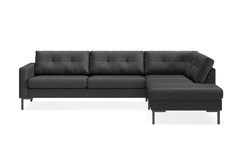 Frillestad 4-seters Høyrevendt L-formet Sjeselongsofa i Stoff - Mørk grå - Møbler - Sofaer - Sofaer med sjeselong - 4 seters sofa med divan