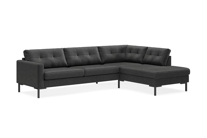 Frillestad 4-seters Høyrevendt L-formet Sjeselongsofa i Stoff - Mørk grå - Møbler - Sofaer - Sofaer med sjeselong - 4 seters sofa med divan