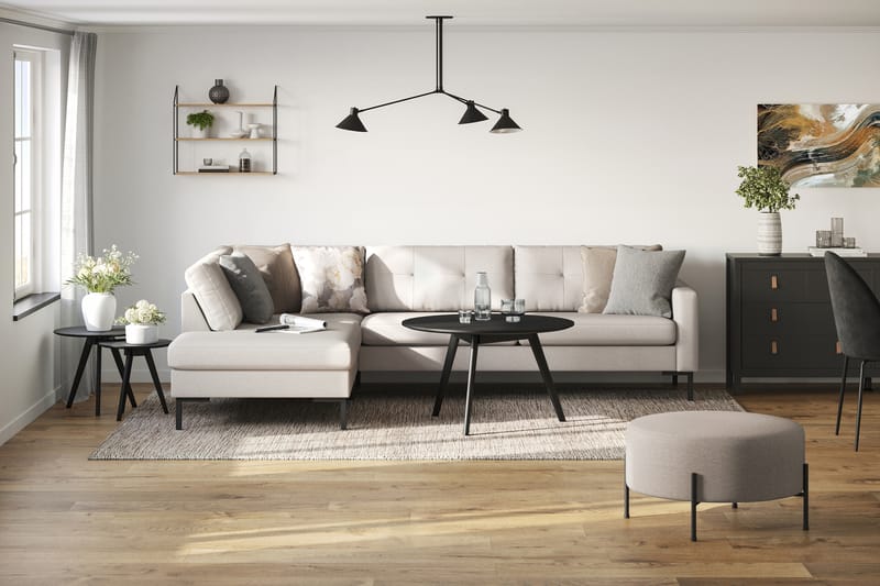 Frillestad 4-seters Venstrevendt L-formet Sjeselongsofa i Stoff - Beige - Møbler - Sofaer - Sofaer med sjeselong - 4 seters sofa med divan