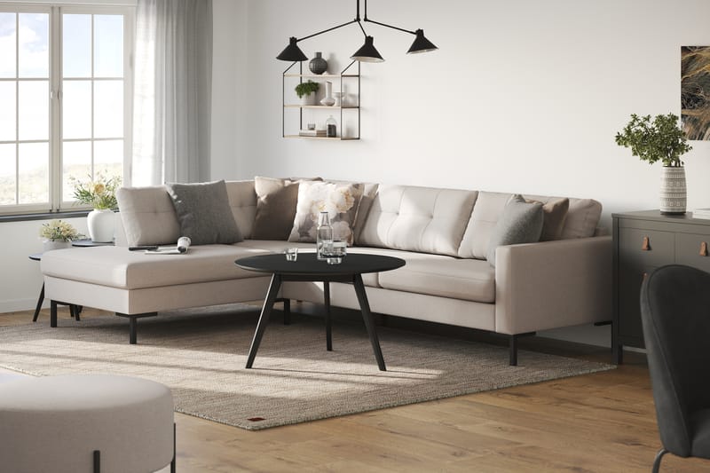 Frillestad 4-seters Venstrevendt L-formet Sjeselongsofa i Stoff - Beige - Møbler - Sofaer - Sofaer med sjeselong - 4 seters sofa med divan