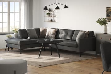 Frillestad 4-seters Venstrevendt L-formet Sjeselongsofa i Stoff - Mørk grå - Møbler - Sofaer - Sofaer med sjeselong - 4 seters sofa med divan