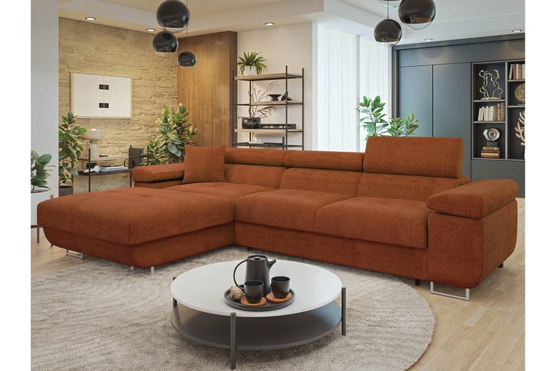 Gabina Sofa med Divan 3-seter - Oransje - Møbler - Sofaer - Sofaer med sjeselong - 3 seters sofa med divan