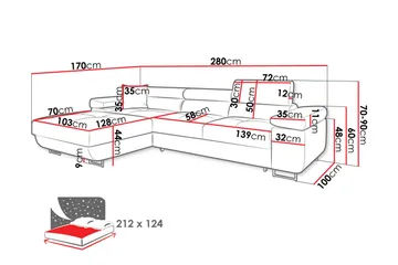Gabina Sofa med Divan 3-seter - Rosa - Møbler - Sofaer - Sofaer med sjeselong - 3 seters sofa med divan