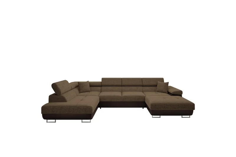 Gabina Sofa med Divan og Sjeselong 4-seter, Brun