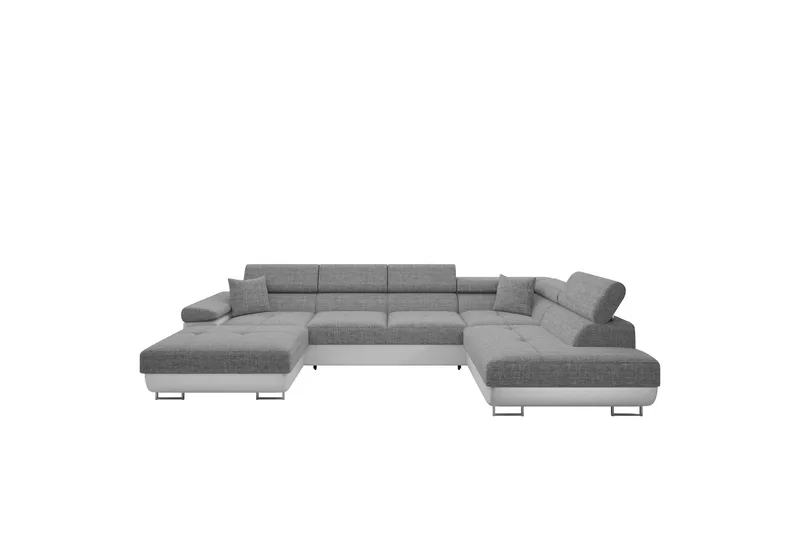 Gabina Sofa med Divan og Sjeselong 4-seter, Hvit/Grå