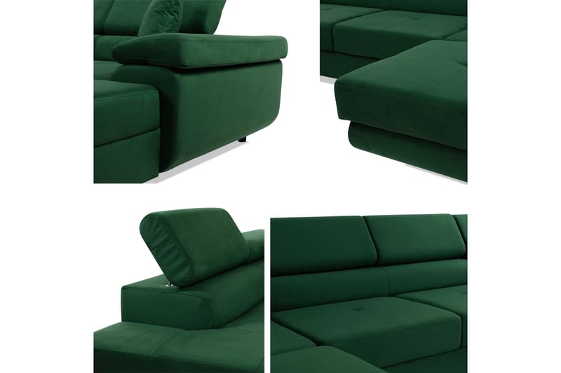 Gabina Sofa med Divan og Sjeselong 4-seter - Hvit/Grå - Møbler - Sofaer - Sofaer med sjeselong - 4 seters sofa med divan